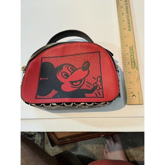 Coach (C6977) Mickey Mouse X Keith Haring Serena Leather Satchel Handbag Purse - Picture 9 of 9